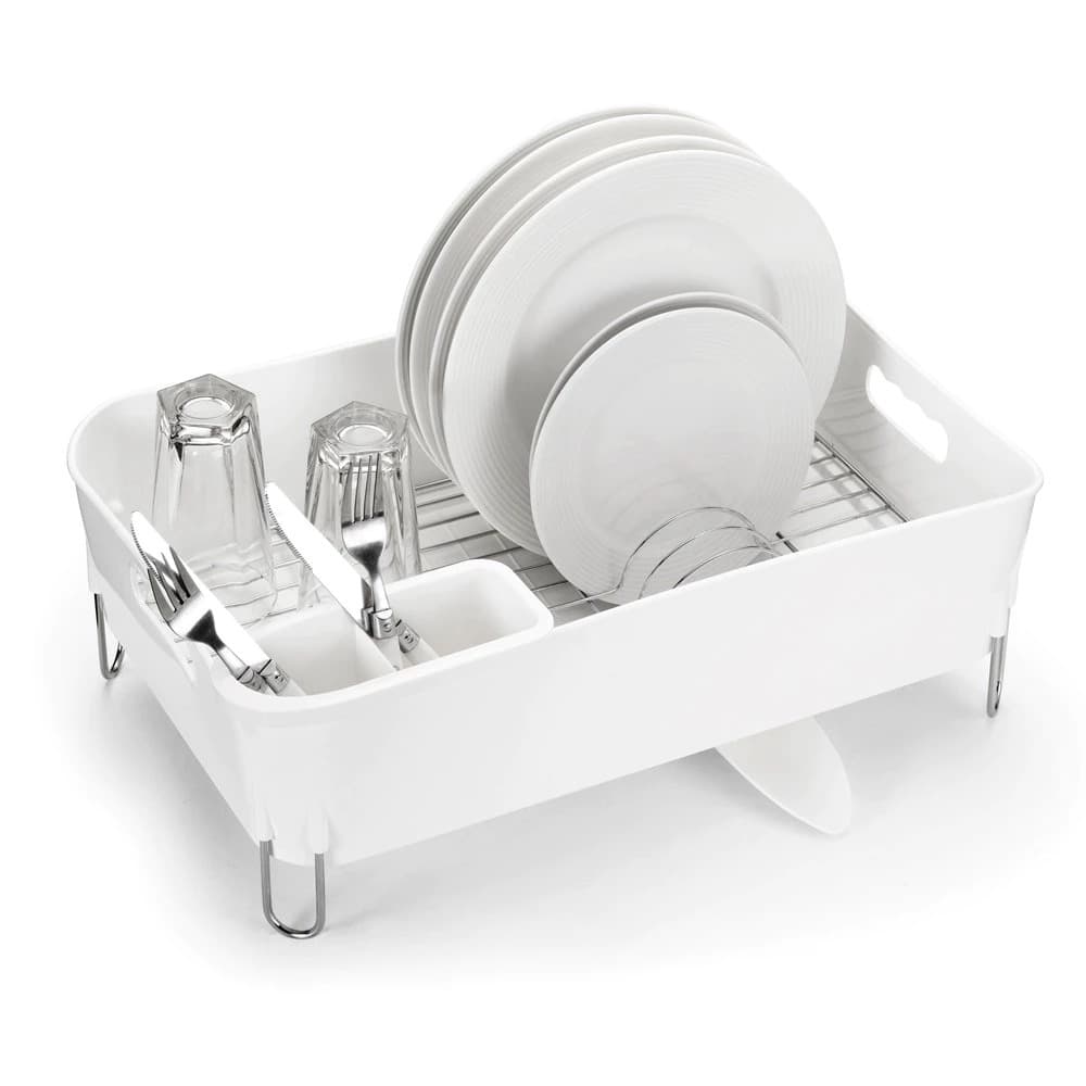 Escorredor De Louças com Porta Talheres Deluxe 12 Pratos -PRETO/ BRANCO