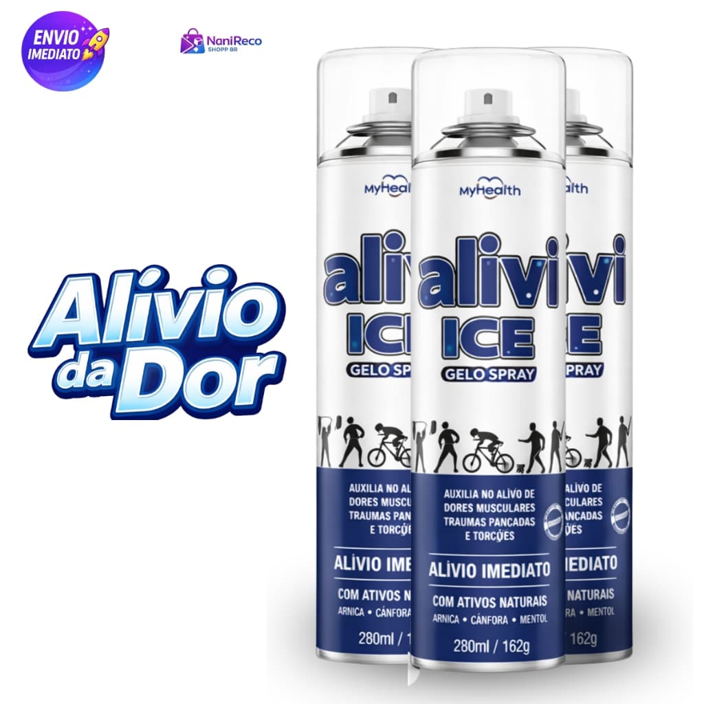Alivi Ice Spray Gelado Ação Rápida para Dores Musculares, Pancadas e Torções 280ml