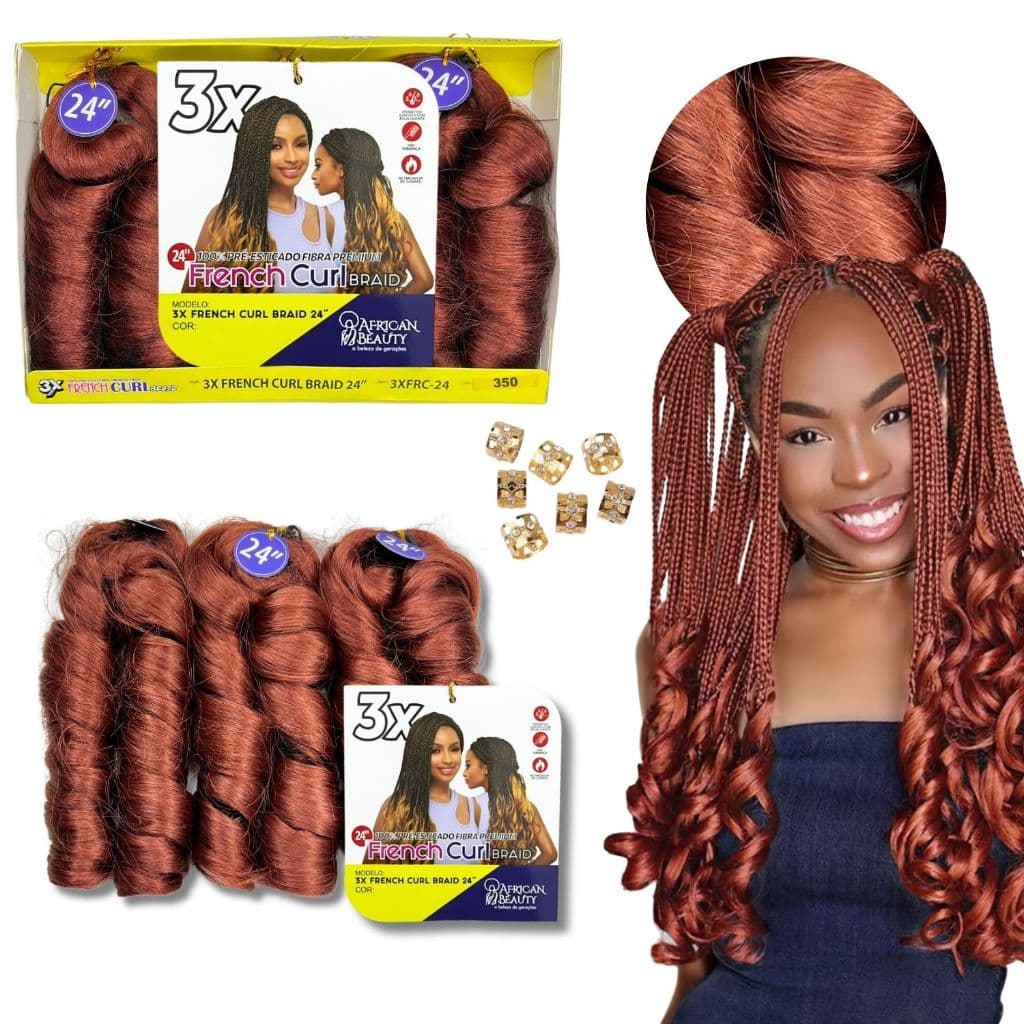 Cabelo Jumbo French Curl Ondulado P\ Trança Cacho Na Ponta Crochet Braid Boho 200g