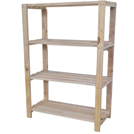 Estante de Madeira Pinus 4 Prateleiras Multiuso 100cm Organizador Quarto Cozinha