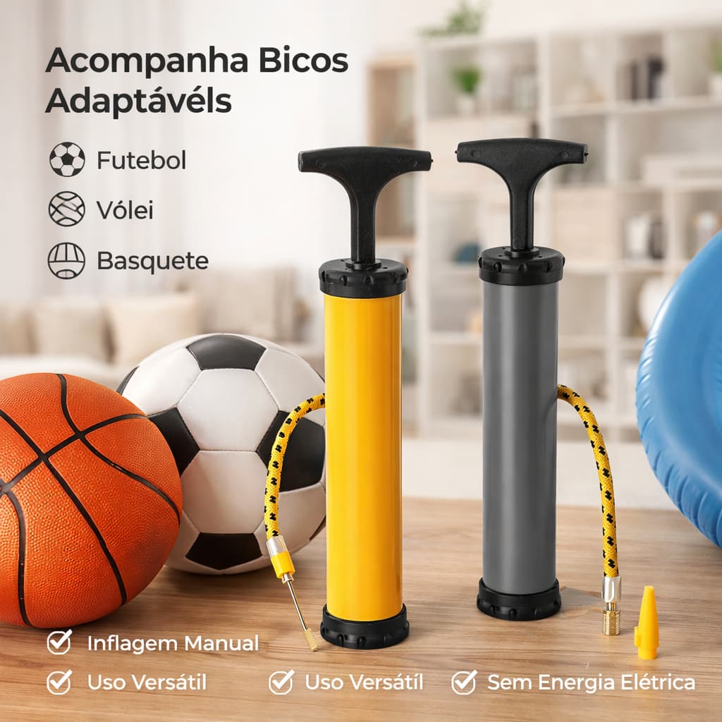 Bomba de Ar Manual Encher Inflar Bolas - 24cm