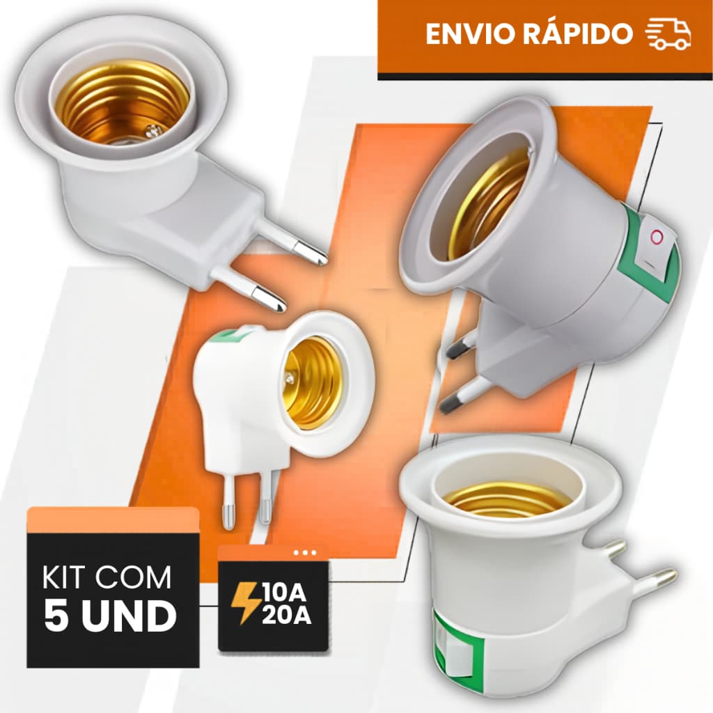 Soquete Adaptador de Tomada E27 com Interruptor - Bivolt