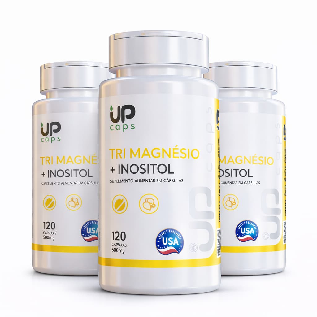 Tri  Magnésio + Inositol / Dimalato / Taurato / Quelato / Vitamina B6 120 Caps 500mg