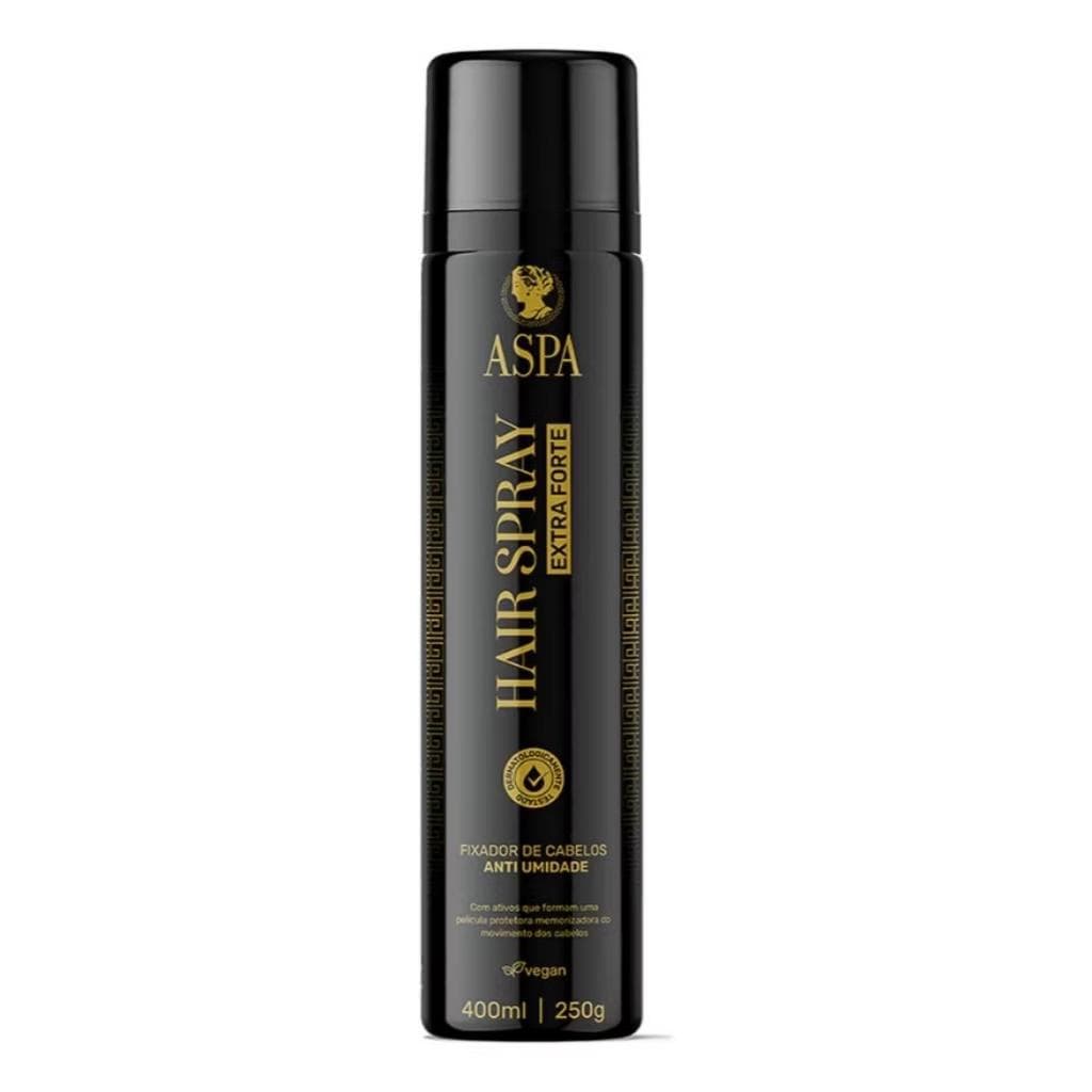 Fixador de Cabelos ASPA, Hair Spray Extra Forte Anti Umidade, Não Reseca Nem Endurece, Vegana, 400ml