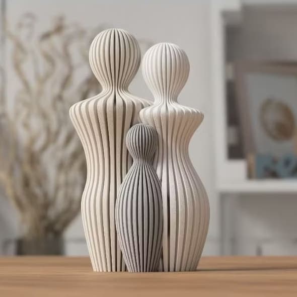 Escultura Família Decorativa Estatueta Minimalista Decoração Casa Presente Especial 3D