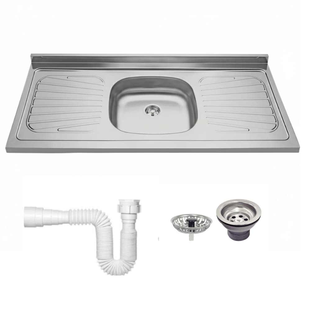 Pia Cozinha De Apoio Em Aço Inox 120x52cm New Raggi Com Válvula E Sifão Tramontina