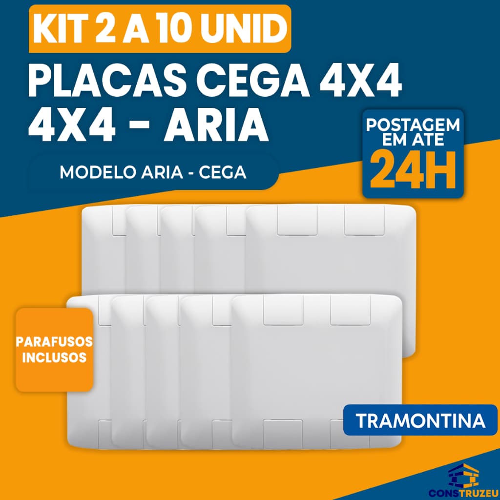 Kit Placa Cega 4x4 Linha Aria Tampo Tomada Eletrica - TRAMONTINA