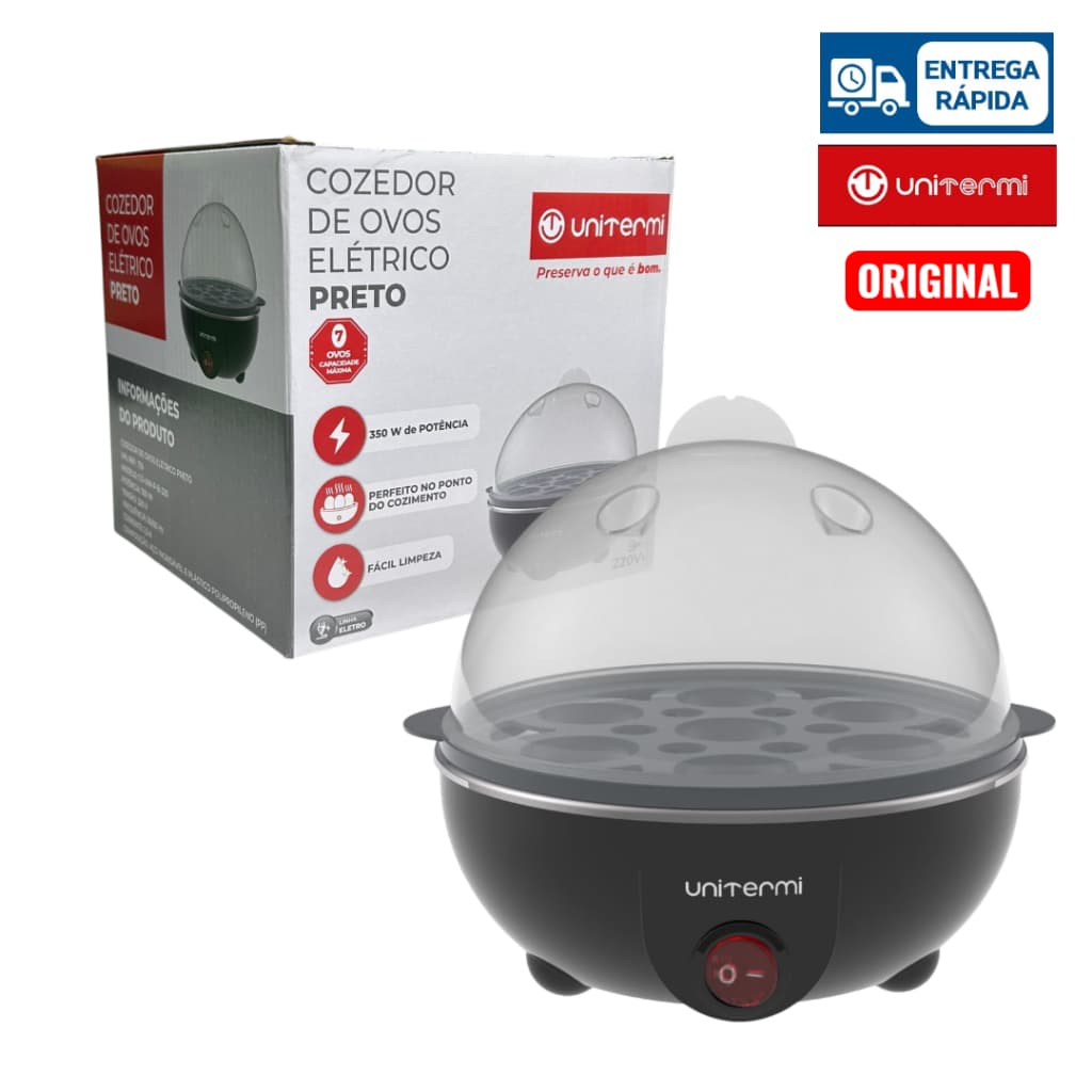 Cozedor de Ovos Elétrico Original 7 Ovos – Automático, 127V ou 220V - Garantia
