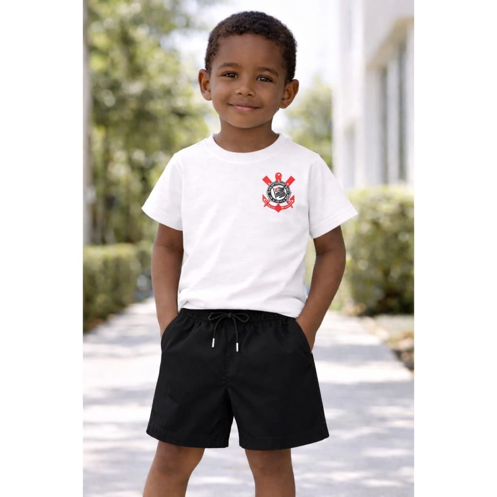 Camiseta Infantil Timão Corinthians Lançamento Estampa Futebol 100% Algodão
