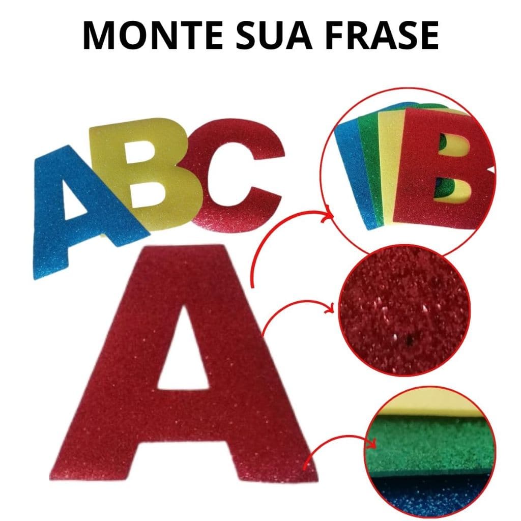 MONTE SUA FRASE- LETREIRO EVA 2MM GLITER
