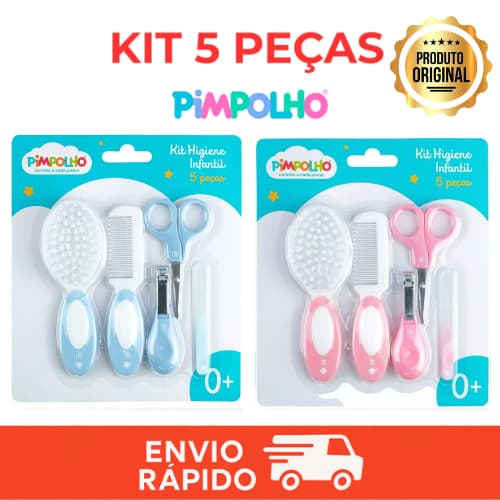 Pimpolho Kit Cuidados Com O Bebê 5 Peças: Tesoura Cortador Lixa De Unha Pente E Escova