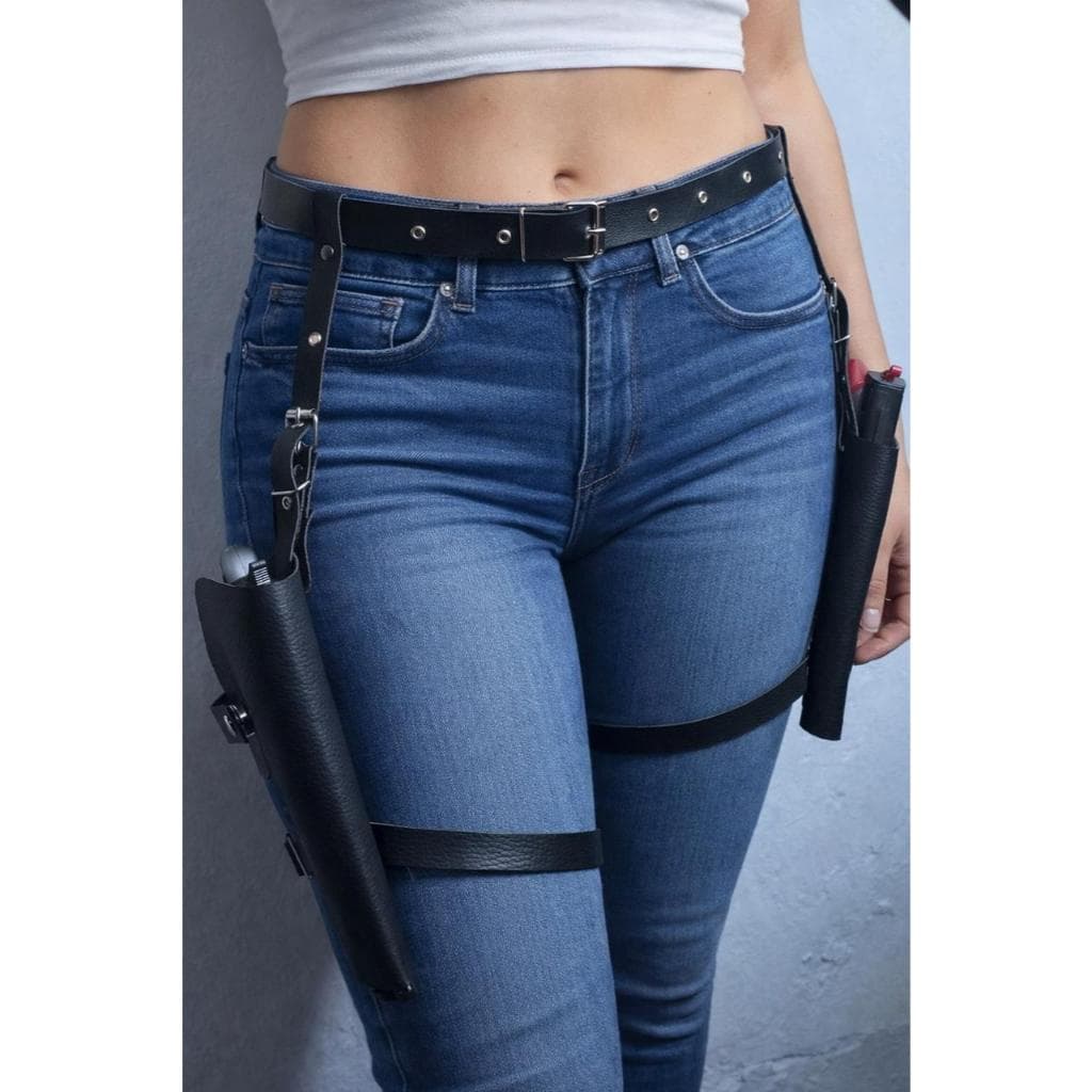 Coldre em Couro Fantasia com REVOLVER Arma de Brinquedo Para cosplay