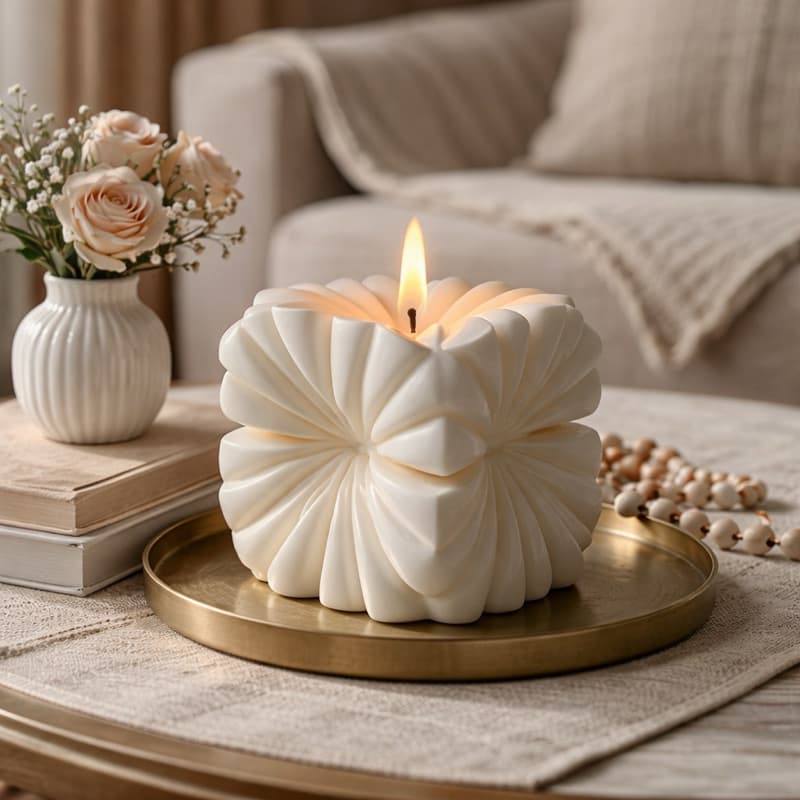 Vela Decorativa Artesanal 80g | Vela Aromática | Lembrancinha Luxo | Com ou Sem Folha de Ouro
