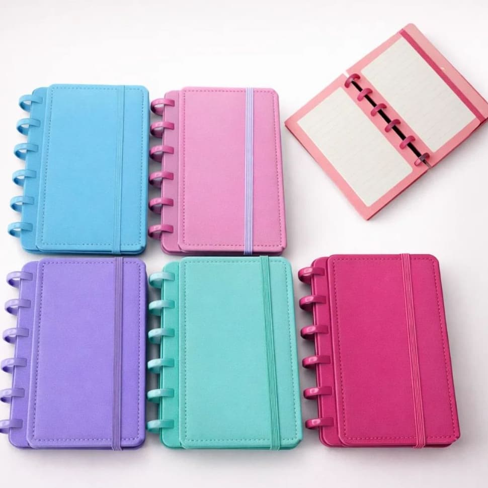 Caderno de Disco Inteligente A5 Liso 80 Folhas Agenda Planner Capa Dura Fichario Caderneta Escola