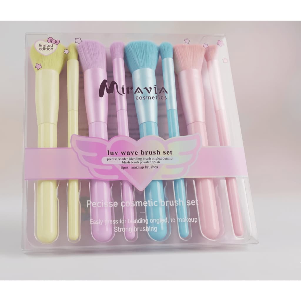 Kit Pincéis Maquiagem Coloridos Profissional 8pcs Macio Blending Base Contorno