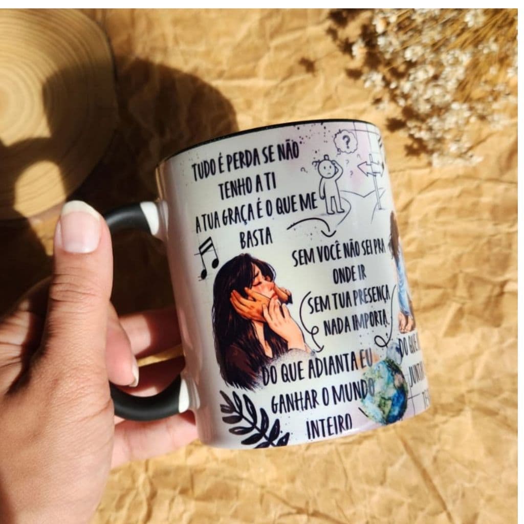 Caneca Gospel "Tudo é Perda" | Caneca Cristã com Louvor | Presente Evangélico Inspirador