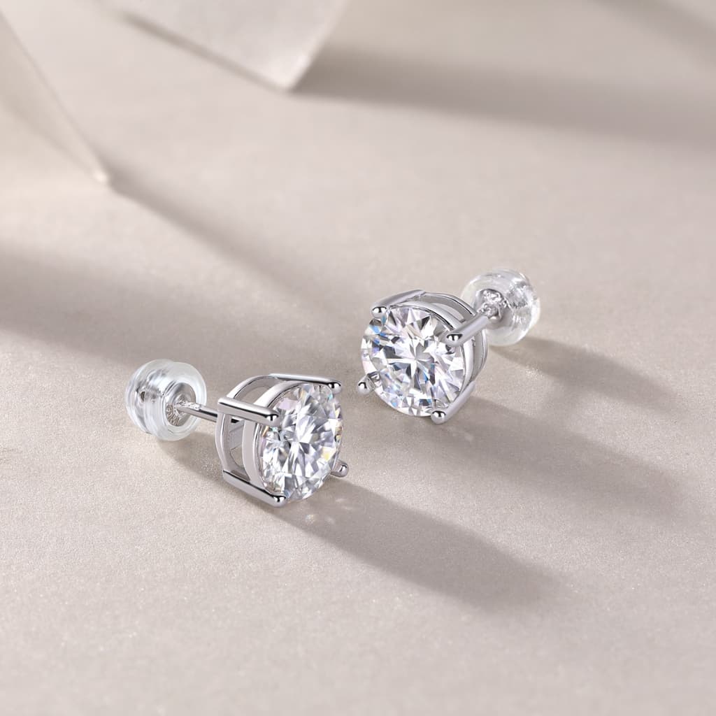 Brinco Ponto De Luz Moissanite 9mm Prata 925 Com Ródio