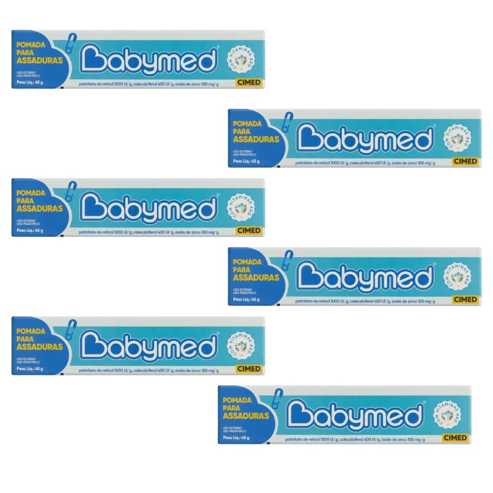 Kit com 6 Pomadas Para Prevenção De Assaduras Babymed Azul 45g
