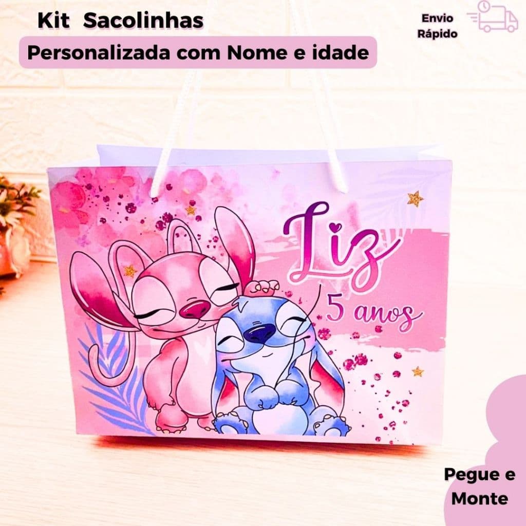 Sacolinha Personalizada Kit com 20 ou 30 |Lembrancinha Aniversário Infantil Sacola Surpresa com Nome