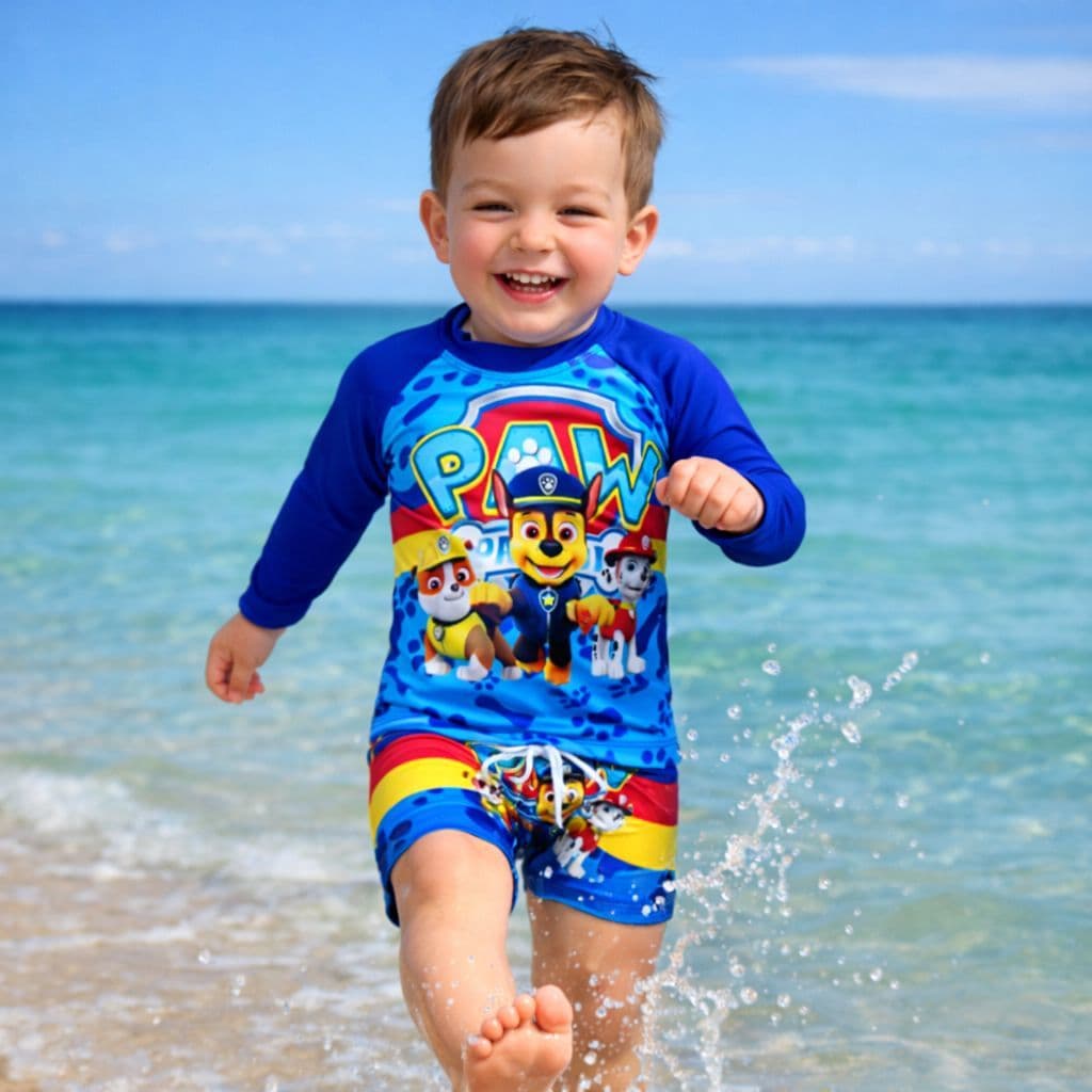 Kit Roupa De Banho Infantil Com Proteção Uv 50+ Menino Conjunto Natação Criança Com Proteção Solar