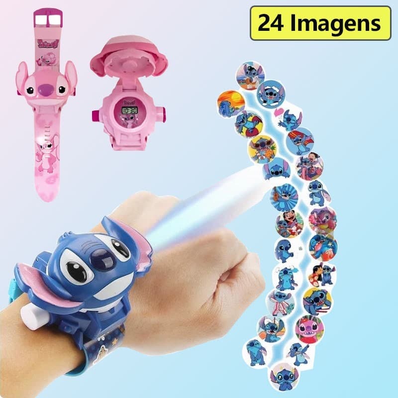 Relógio Digital Infantil Stitch Projetor Menina Menino com Luz Projeção Imagens-presente de aniversário para filha Neto