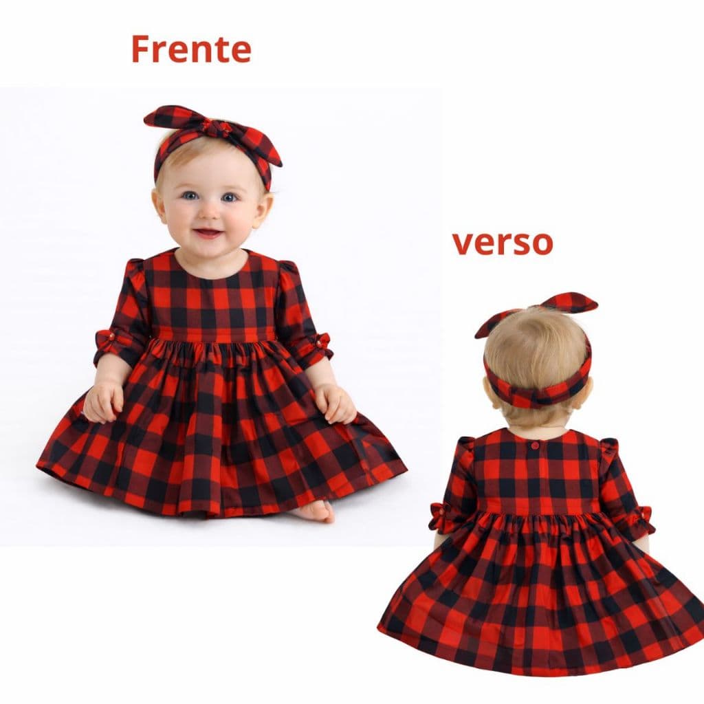 Vestido Xadrez Infantil Menina Junino em Micropercal Macio  tamanho P ao 3anos