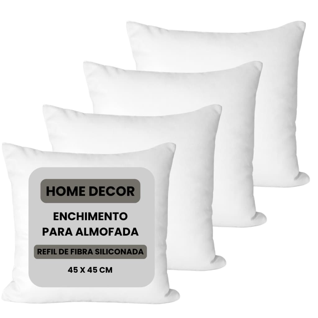 Kit 4 Enchimento Refil Almofada 45x45 Fibra Siliconada Antialérgica Premium Alta Qualidade