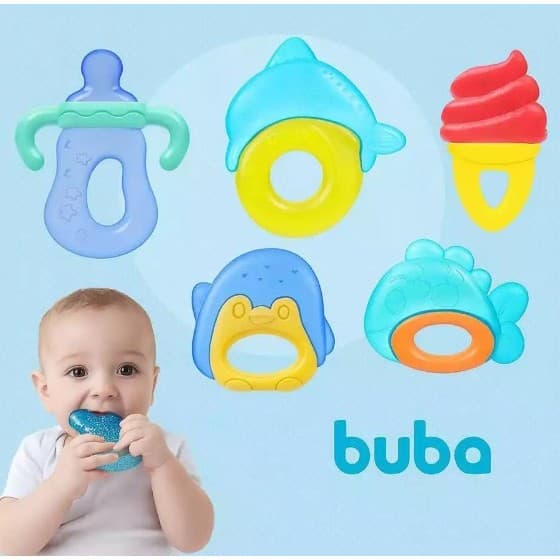 Mordedor com Água Buba Massageador Gelado Alivio Dentes Bebê