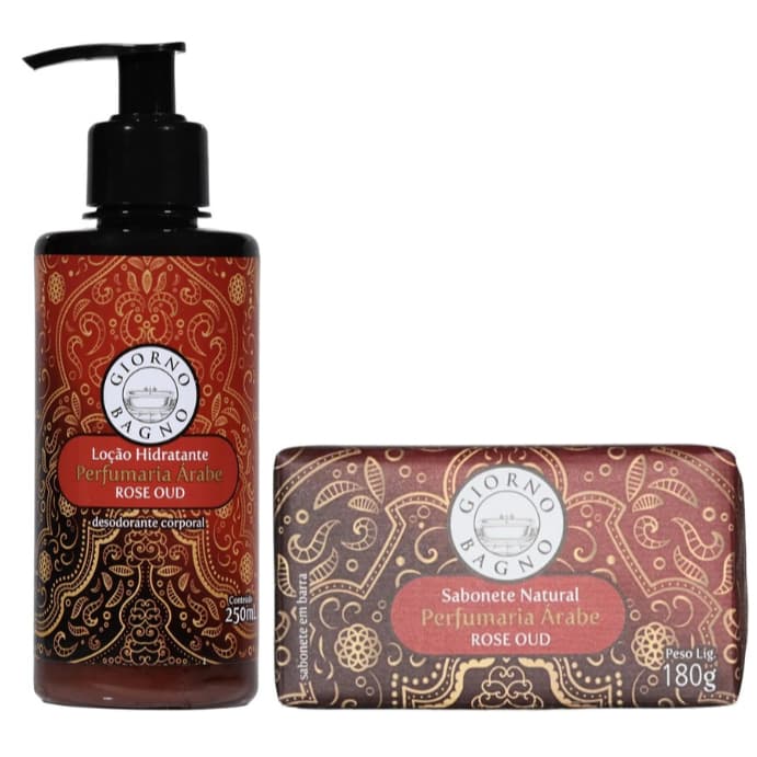 Kit Hidratante + Sabonete Giorno Rose Oud Perfume Duradouro Marcante
