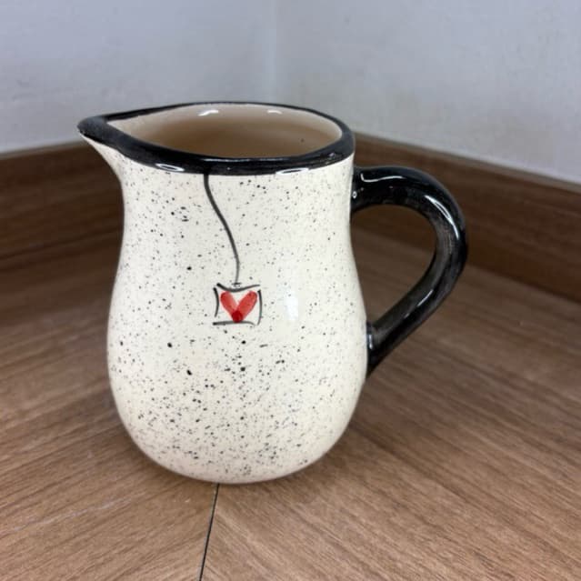 Leiteira Jarra Decorado Preto Em Cerâmica Feito A Mão Capacidade 400ML