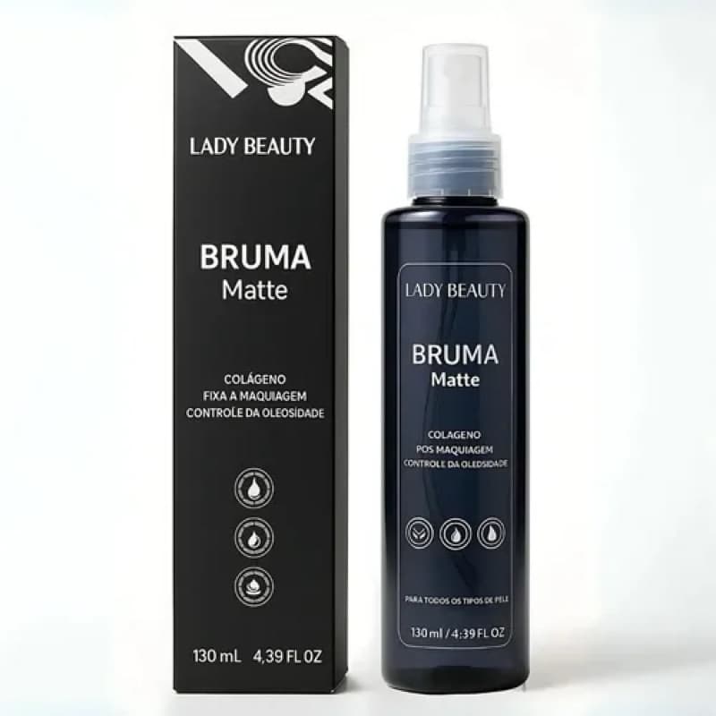 Bruma Fixadora Matte Lady Beauty 130ml Fixador de Maquiagem Longa Duração Controle de Oleosidade