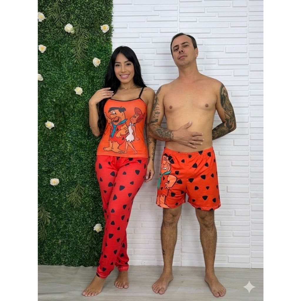 Kit Casal Pijama Camiseta e Calça + Samba Canção Moda Masculina e Feminina Conforto Para Dormir
