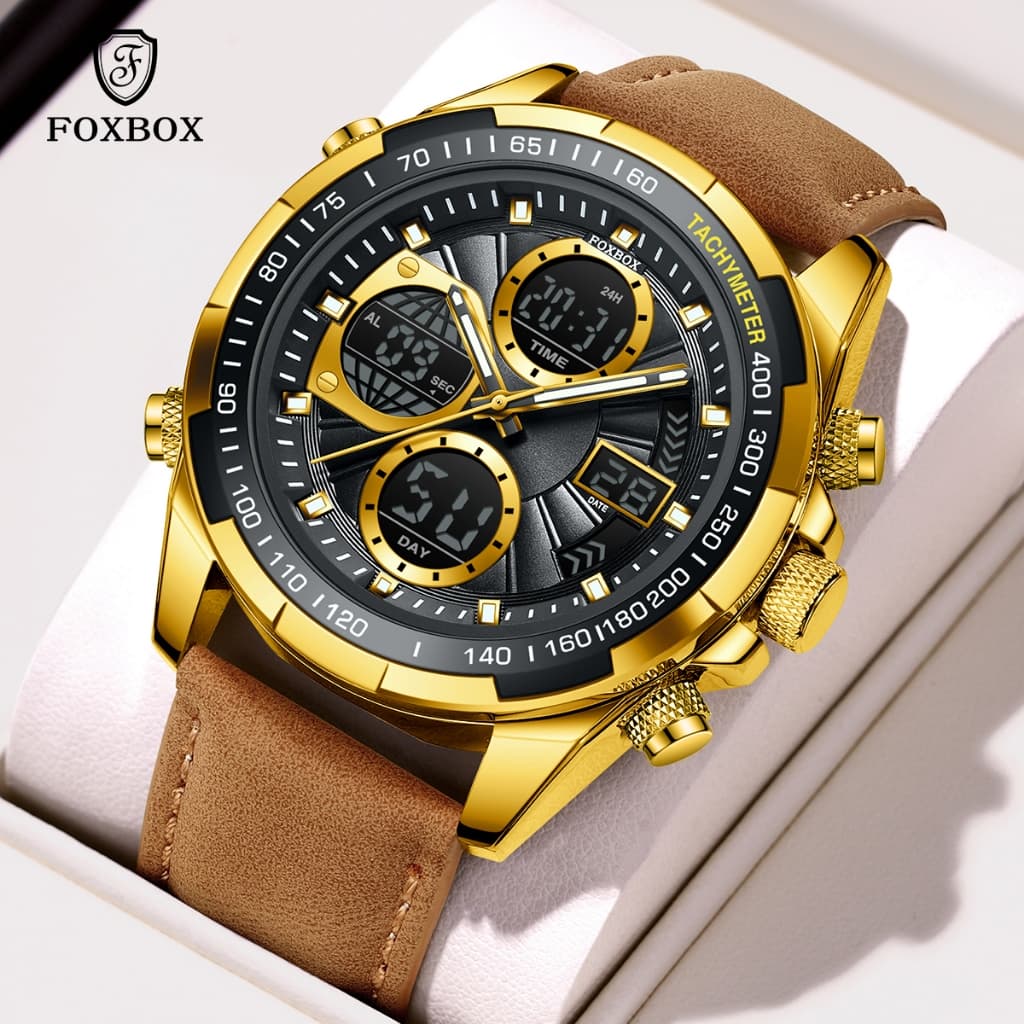 Relógios de quartzo masculinos de luxo esportivos cronógrafos à prova d'água com relógio grande e digital pulseira