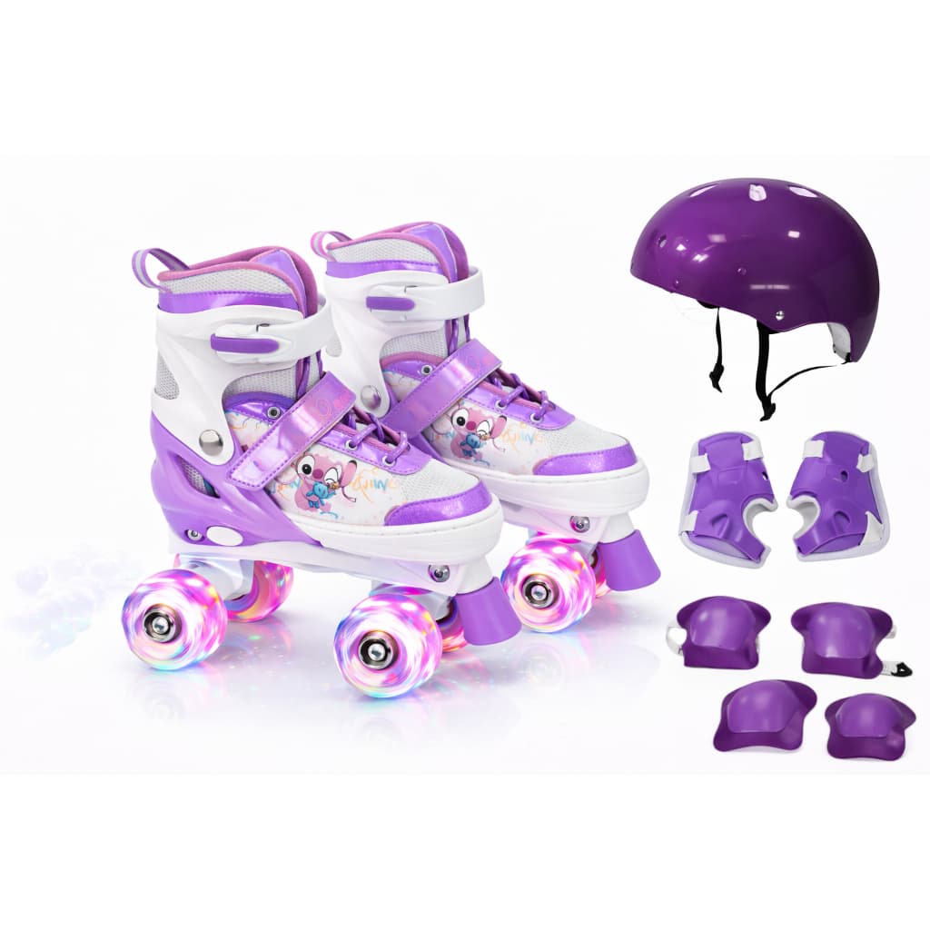 Patins Quad Stitch 4 Rodas Infantil Com Luz de Led Tamanho Ajustavel Com Bolsa + KIT PROTEÇÃO