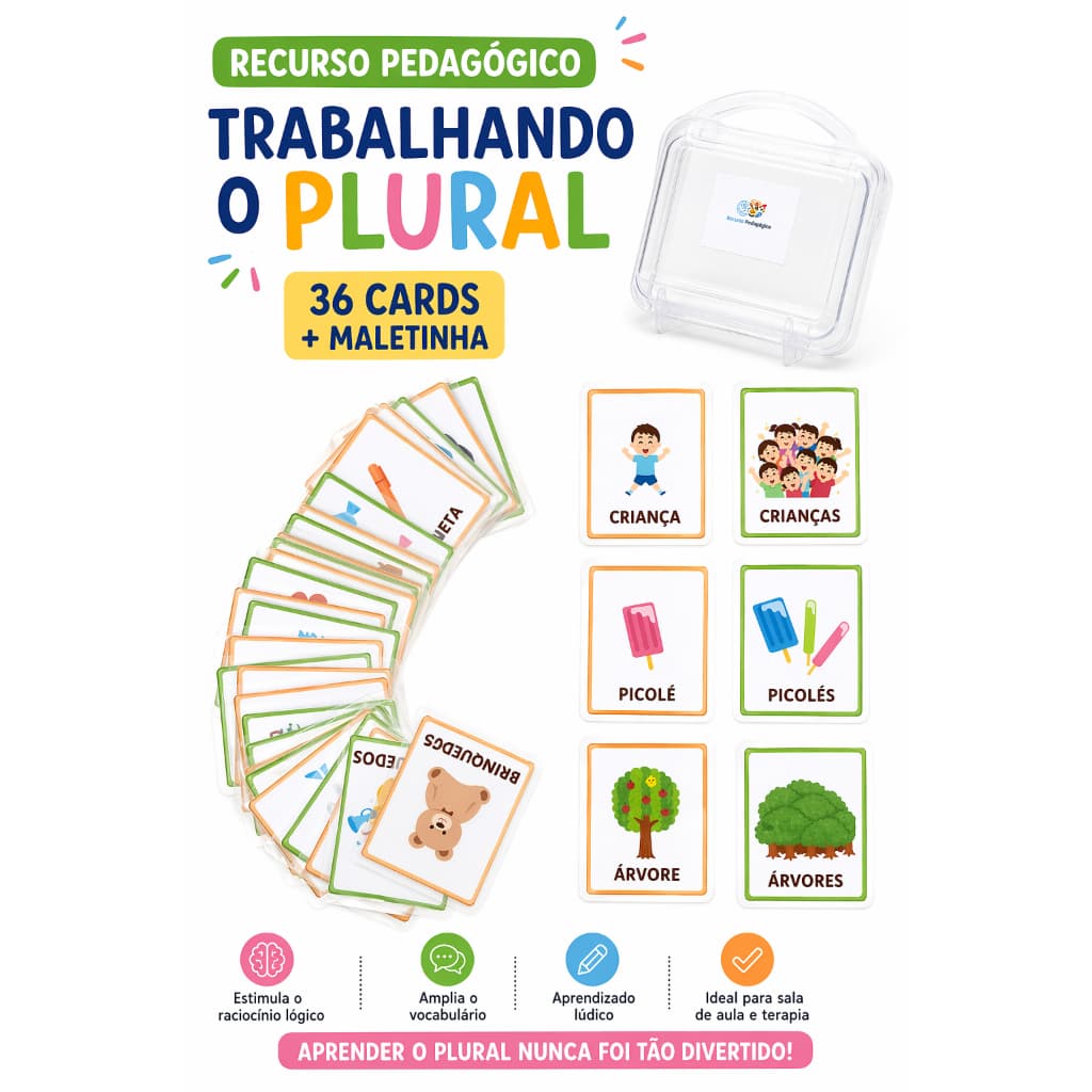 Recurso Pedagógico Trabalhando o Plural Cards Plastificados
