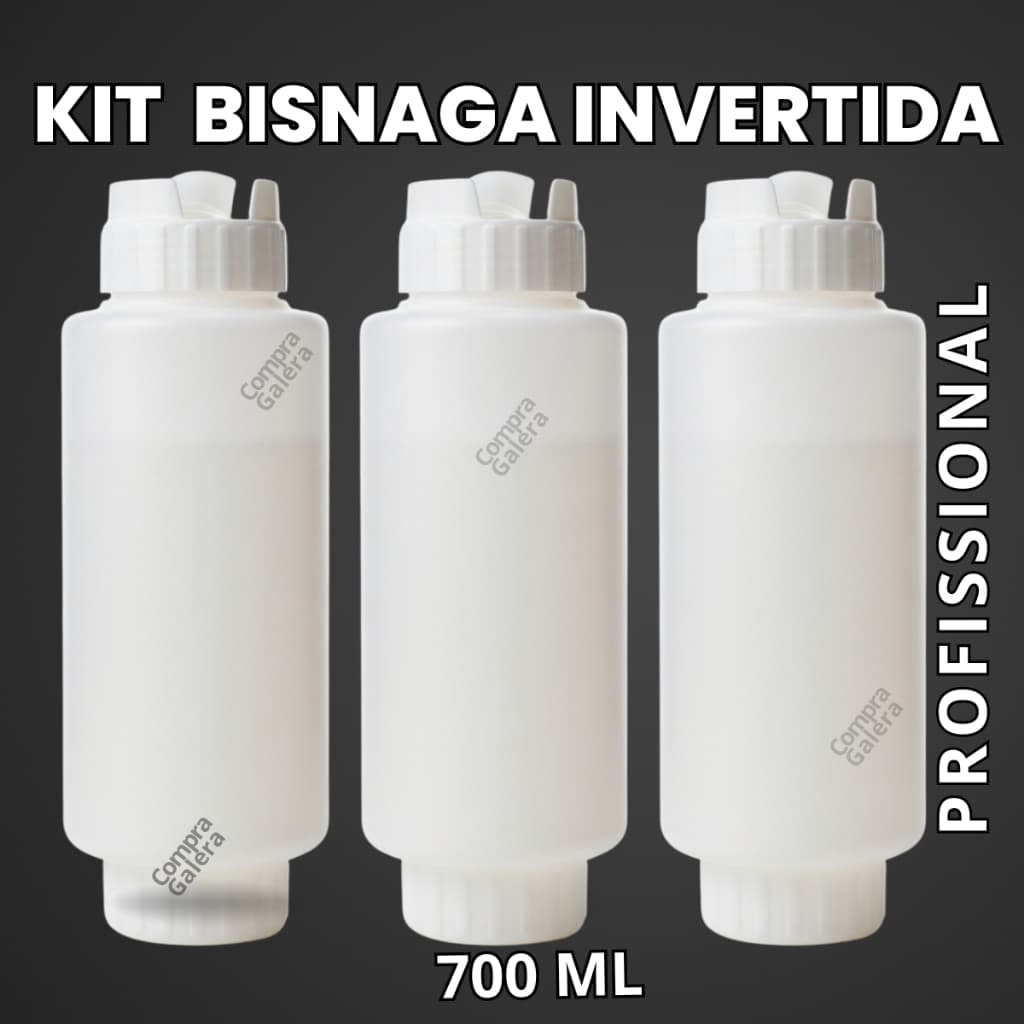 Kit Bisnagas Invertida FIFO 700 ml Profissional para Molhos, Ketchup, Mostarda, Maionese e Caldas