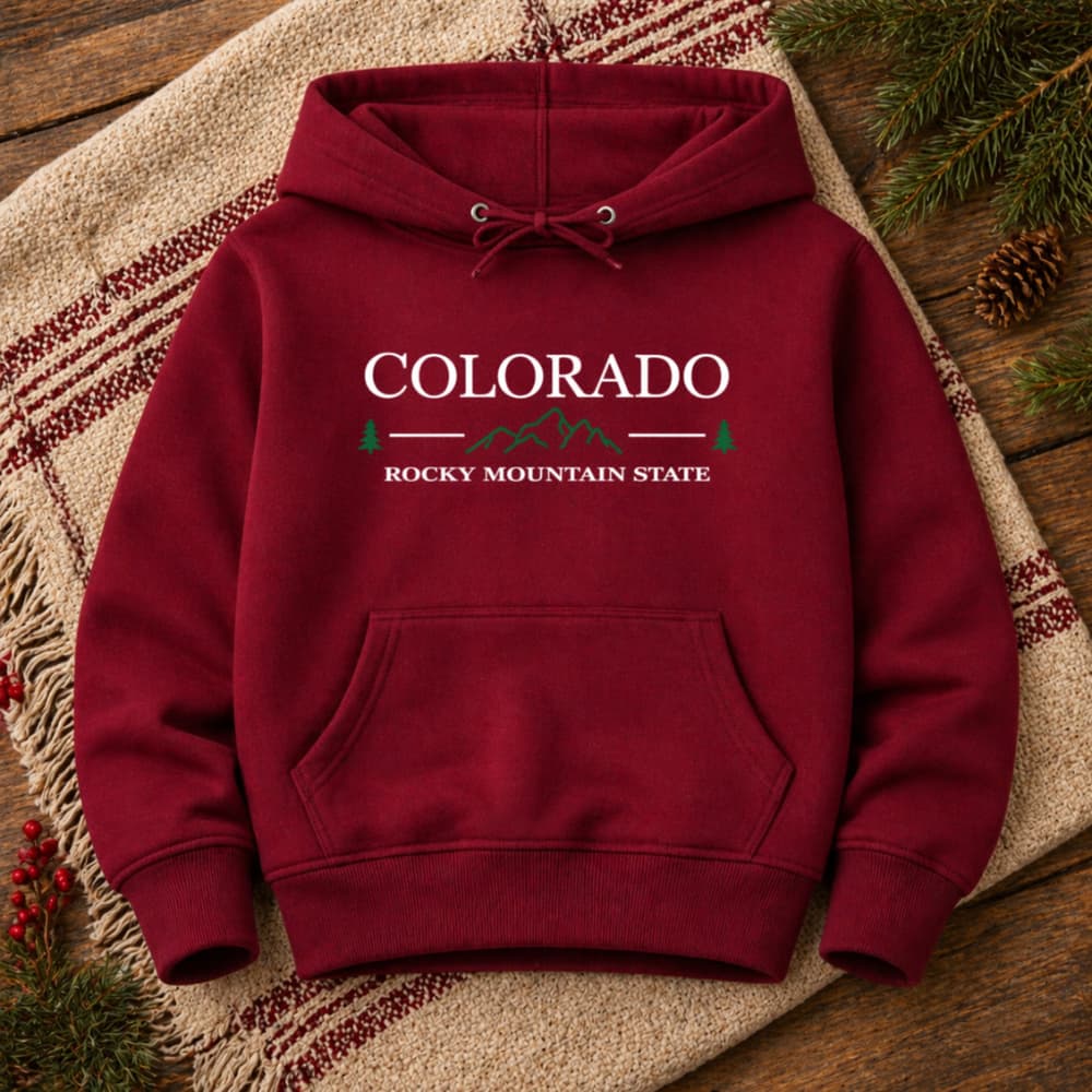 Moletom Infantil Canguru Estampado EUA Colorado Unissex Blusa de Frio Grossa Inverno Premium