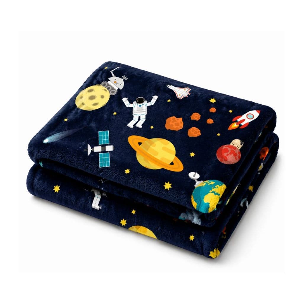 Manta Cobertor Coberta Mantinha Soft Microfibra Infantil Pequena Menino Astronauta Jupiter Marinho
