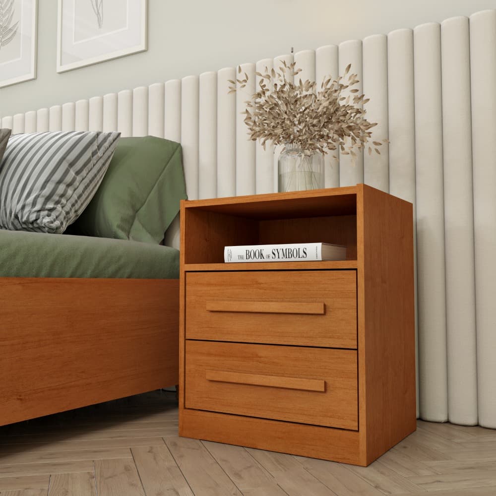 Mesa de Cabeceira Barcelona Design Planejado Sofisticado com 2 Gavetas Premium