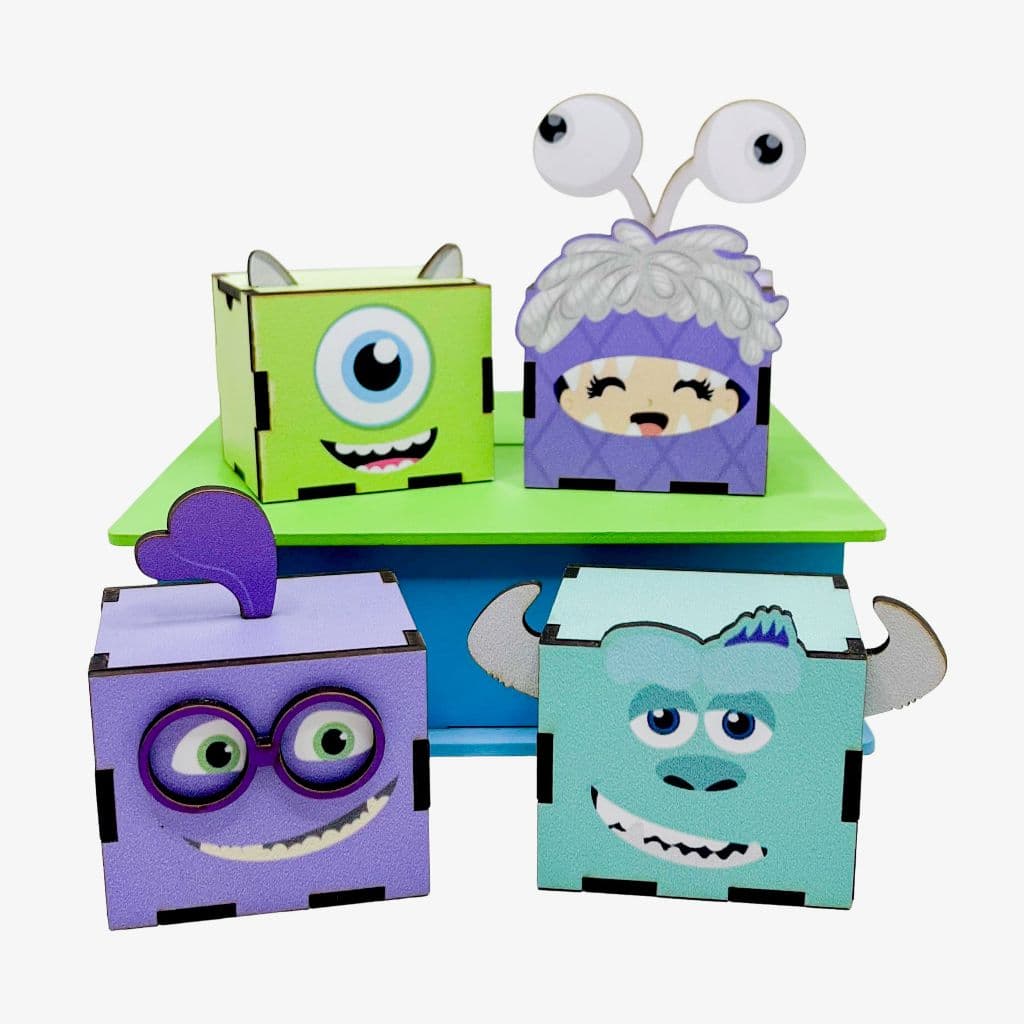 5/10/15/20PCS Mini Cubos Monstros S.A. em MDF - Lembrancinha Porta Bombom Caixinha