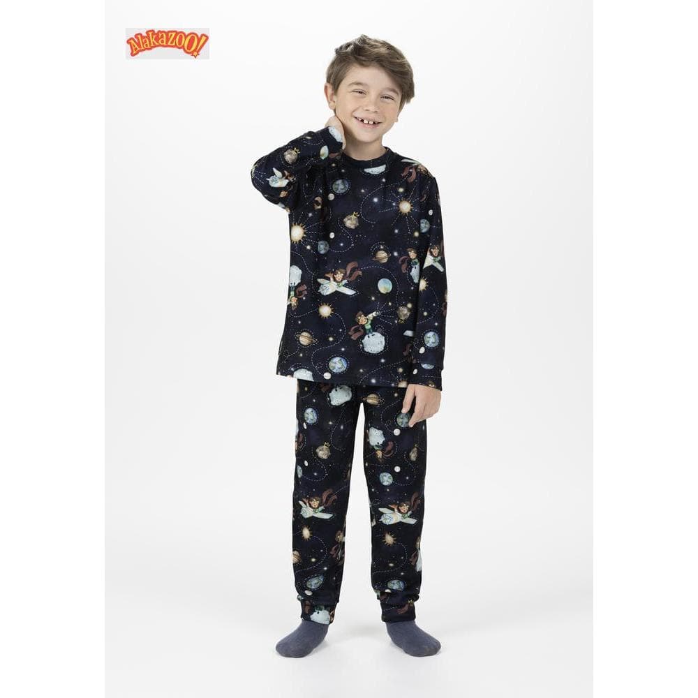 PIJAMA INFANTIL FLEECE MENINO ALAKAZOO PRÍNCIPE MARINHO INVERNO CONFORTÁVEL