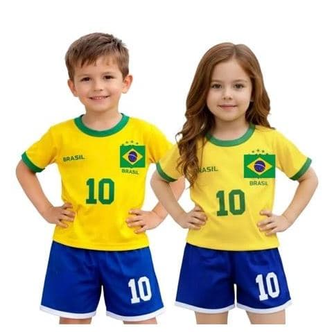 Conjunto do Brasil Torcedor Menino e Menina Futebol Infantil Copa 2026