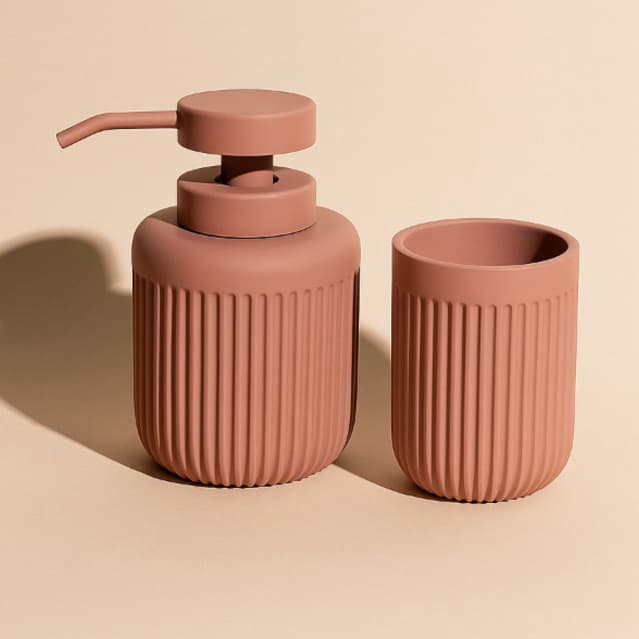Kit para banheiro modelo luxo 2 peças em cimento rose