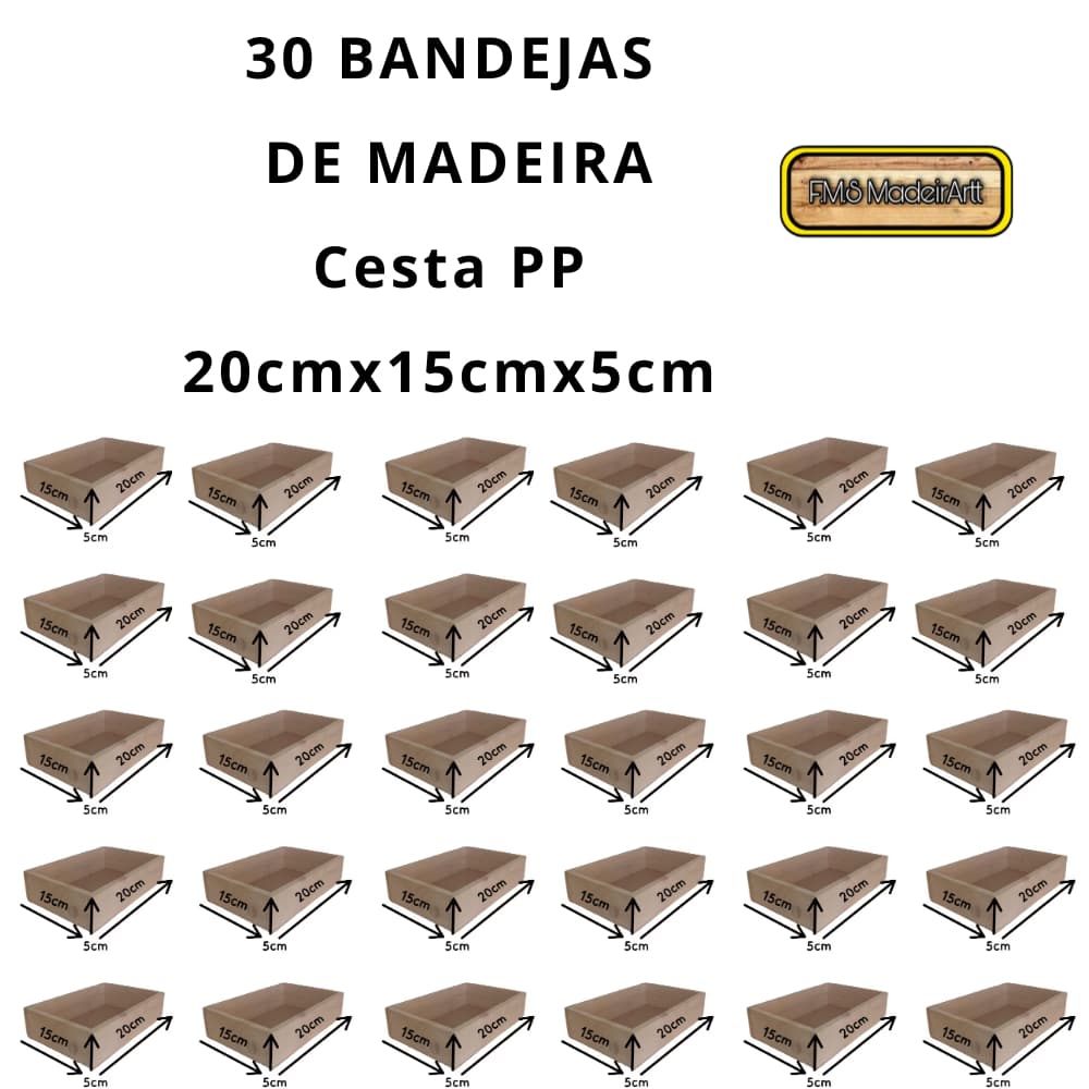 30 Bandejas - Cestas de madeira pinus PP para presente dia das mães, pais e namorados ENVIO IMEDIATO