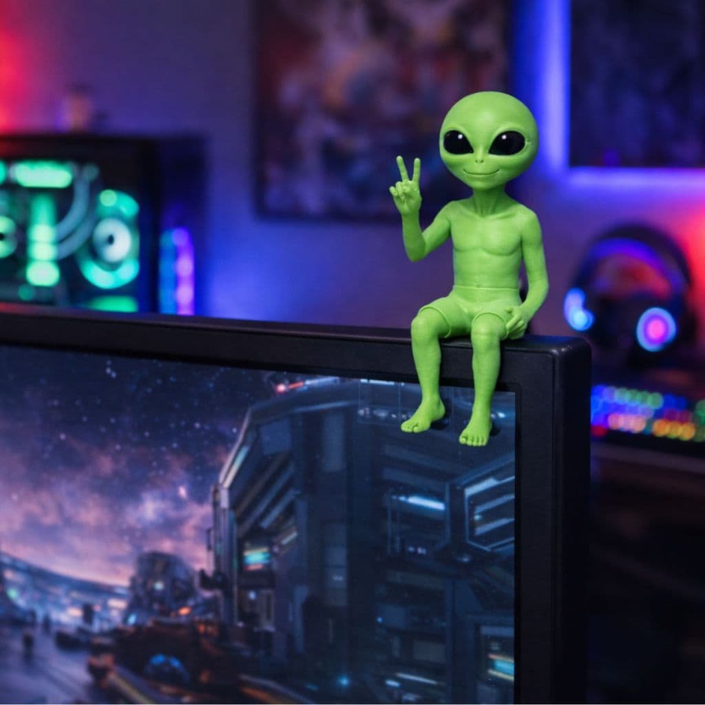 Et Alien Verde Decorativo Extraterrestre Gabinete PC Gamer Paz 10 cm