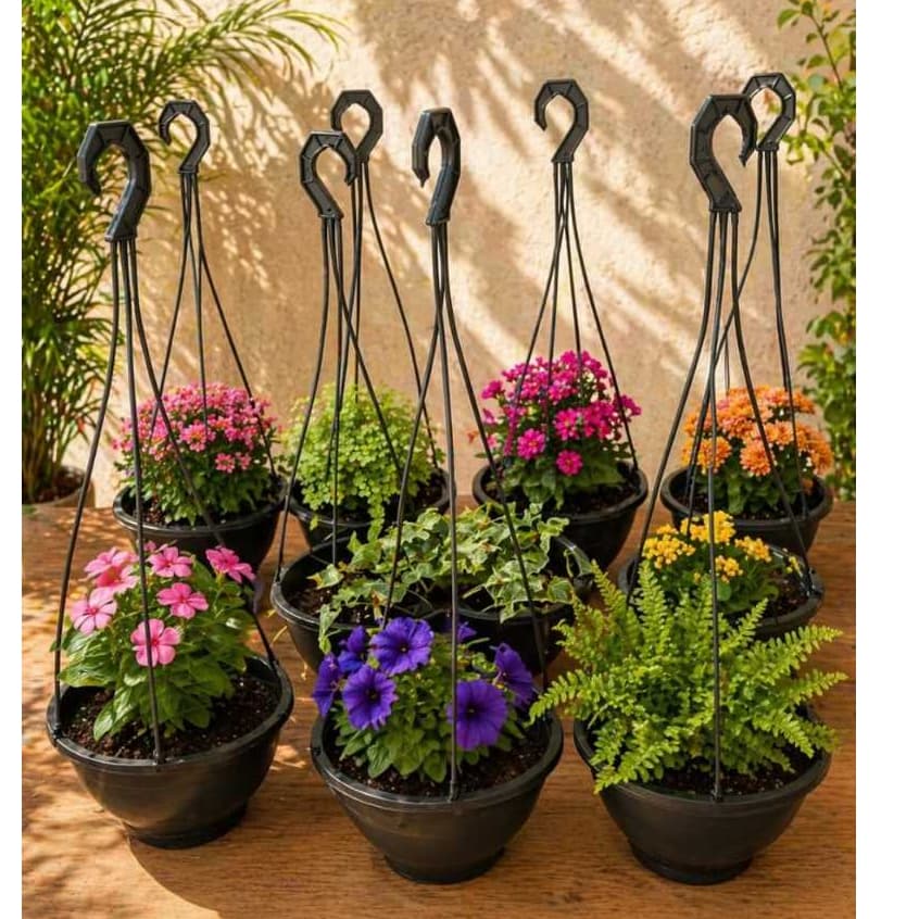 KIT COM 10 VASOS CUIA C/ALÇA COR PRETA 17cm PRODUTO MATO VERDE JARDINAGEM