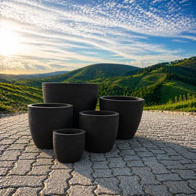 Kit 5 Vasos Polietileno Premium - Tamanhos PP ao GG - Cores Modernas (Marrom, Bege, Cinza, Preto, Cimento)