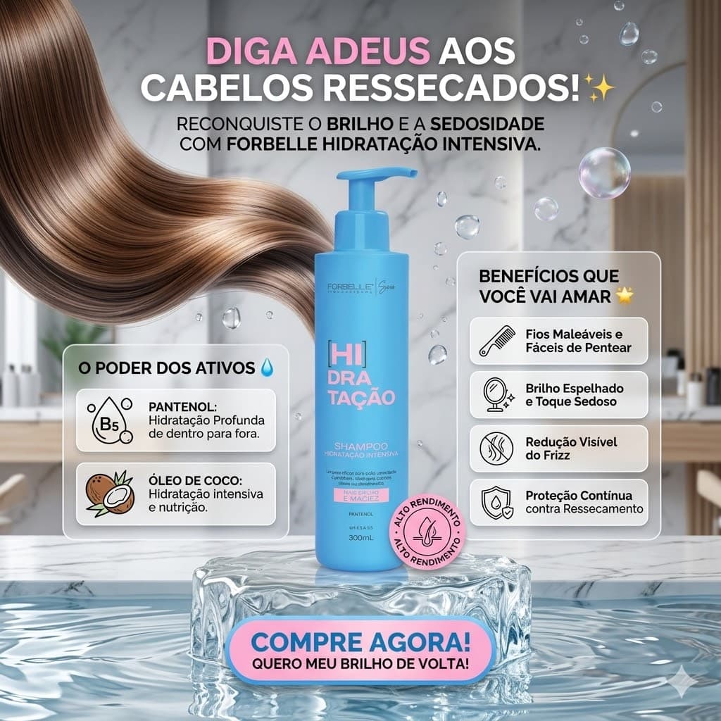 SHAMPOO HIDRATAÇÃO INTENSIVA FORBELLE PROFESSIONAL - 300 ML