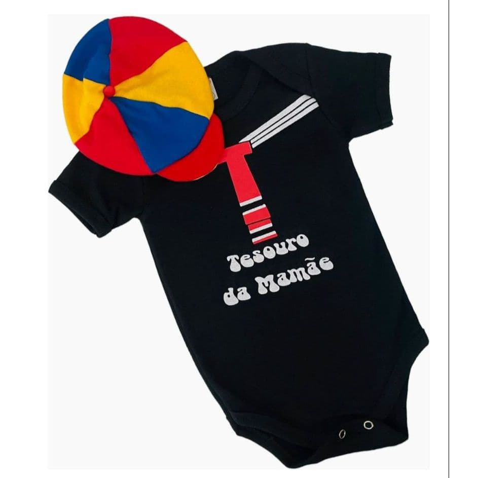Kit Body Bebê Quico + Boina Temática Menino Chaves Fantasia Mesversário