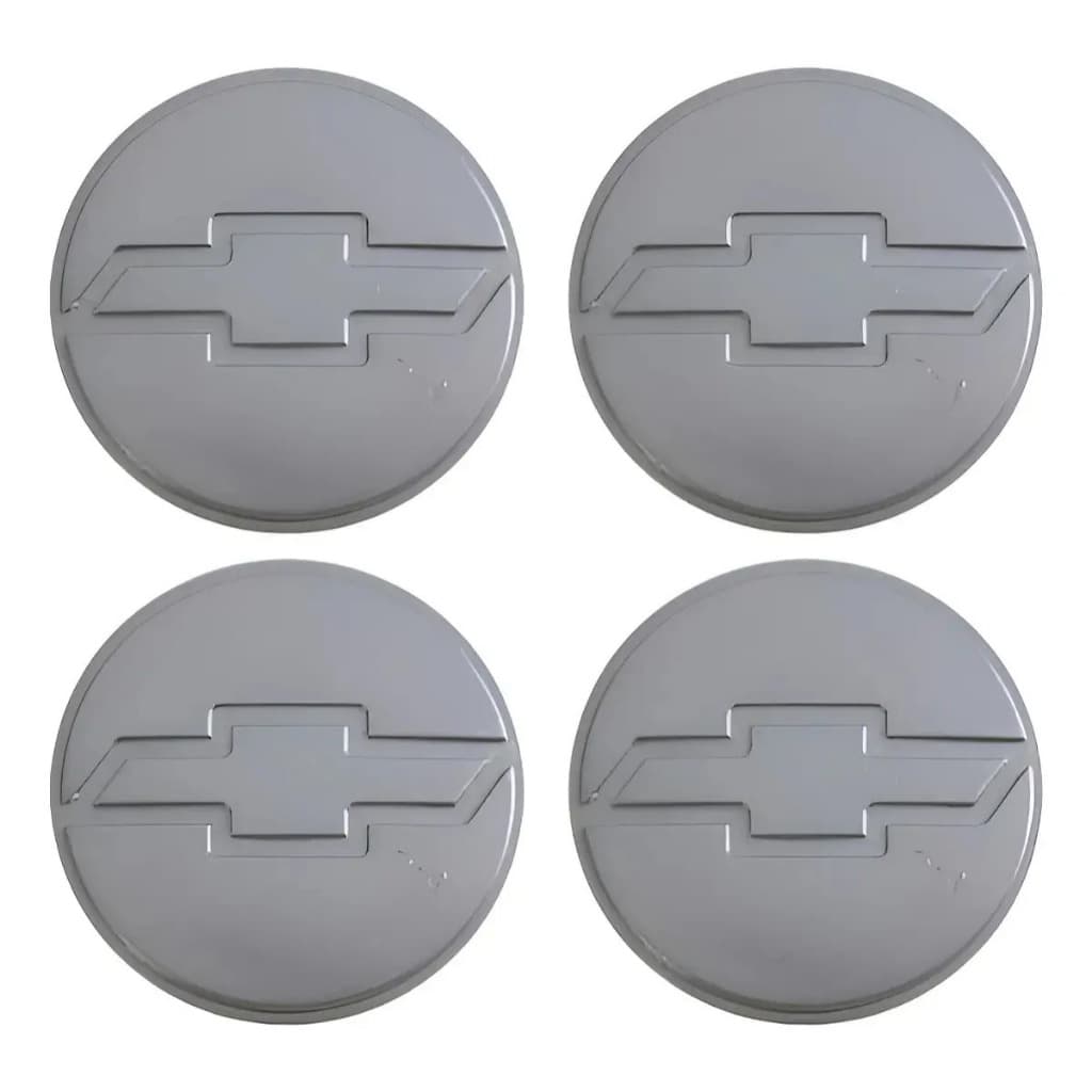 Kit Calotinha Gm Silverado 61mm Prata Centro De Roda